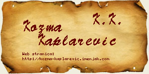 Kozma Kaplarević vizit kartica
